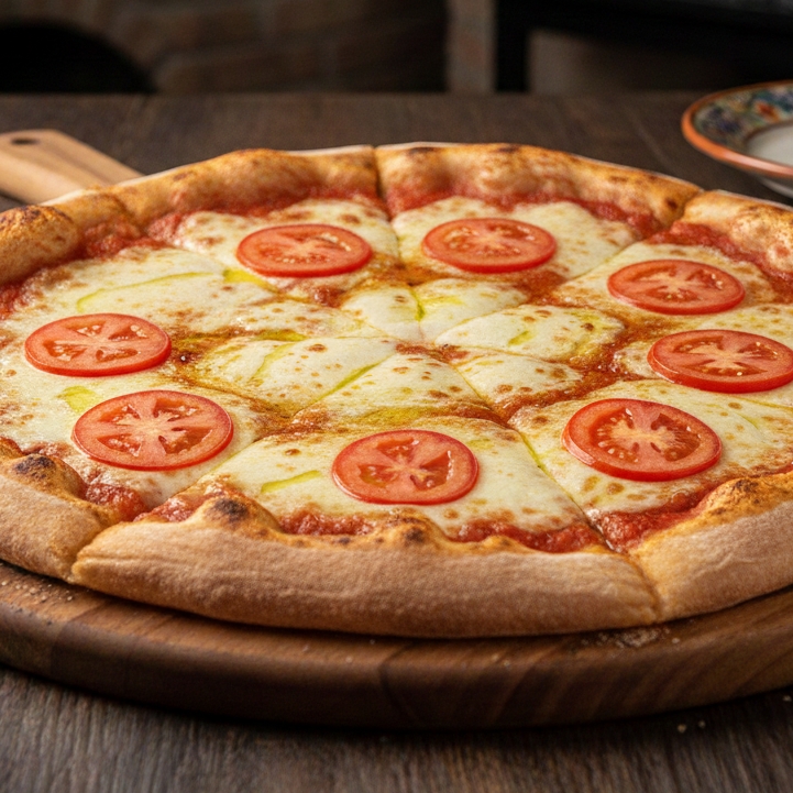 Mussarela, tomate, orégano, azeitona.