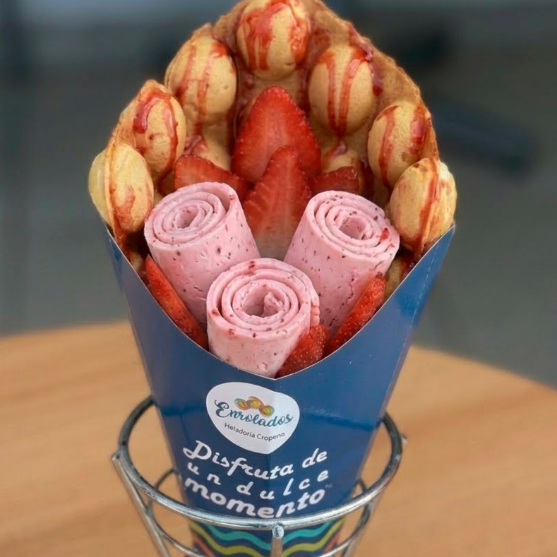 Bubble Waffle Gelato en Cono.