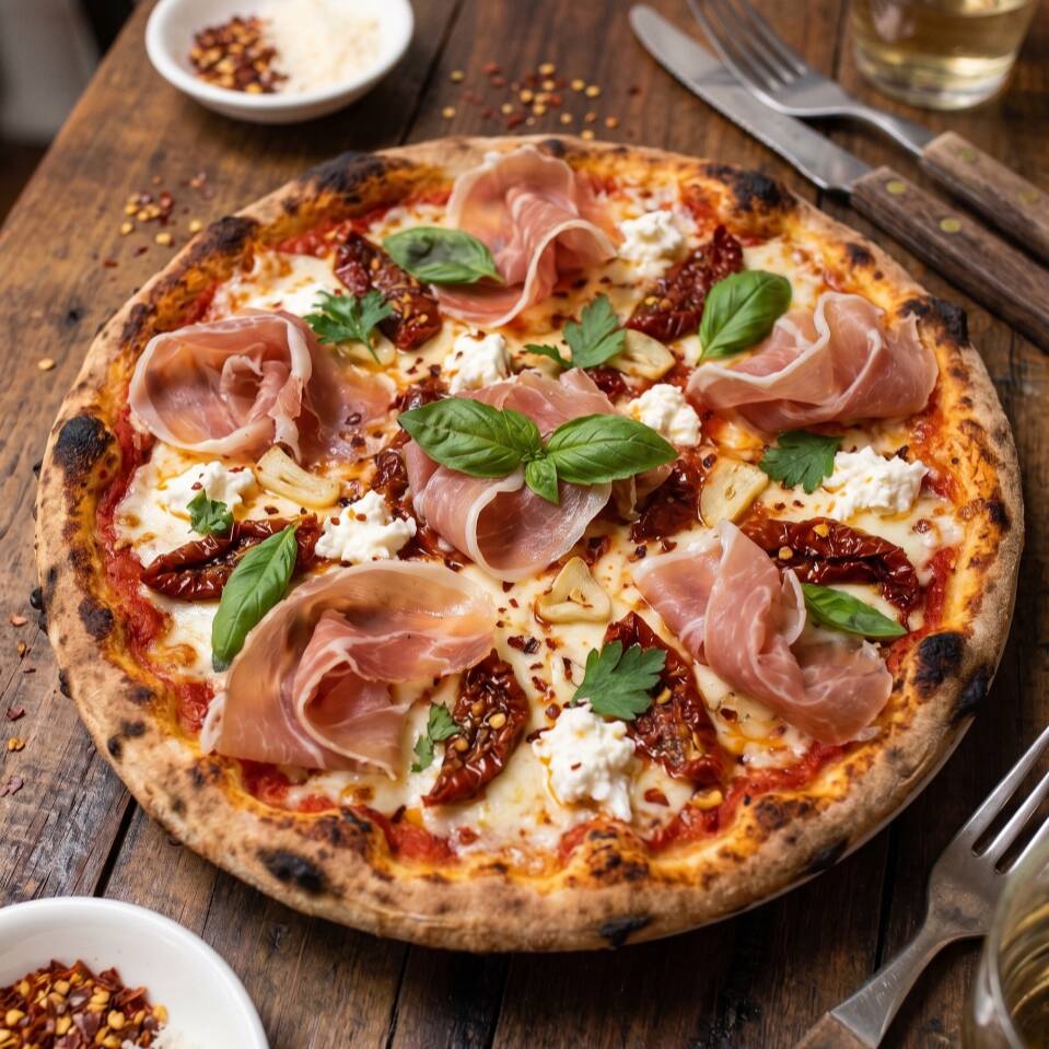 Pizza con Jamón Serrano