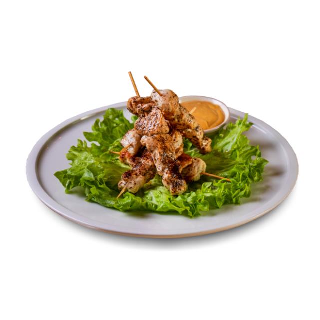 BROCHETAS DE POLLO CON ADEREZO DE CACAHUATE