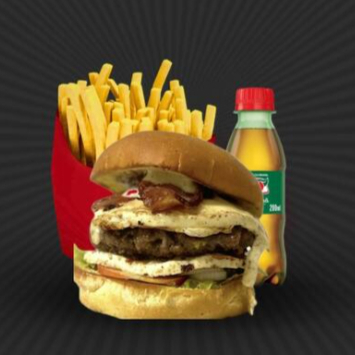 1 Hamburguer Rio + mini batata + 1 refrigetante pet 200ml (Fanta laranja,Antartica)