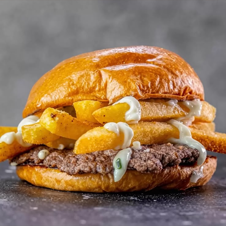 Esse aqui é pra quem gosta de sair da rotina.
Pão Brioche,Batata Frita Dentro Do Pão,Molho Da Casa e Carne Artesanal.