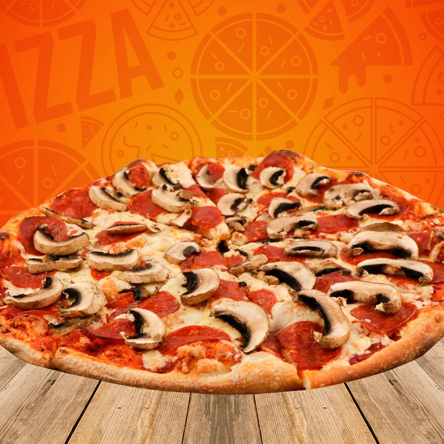 Pizza Gourmet Pepperoni & Champiñones Alto
