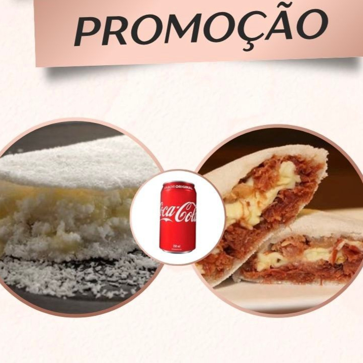 Tapioca de carne seca com catupiry + Tapioca coco e leite condensado+ Coca Cola 350ML