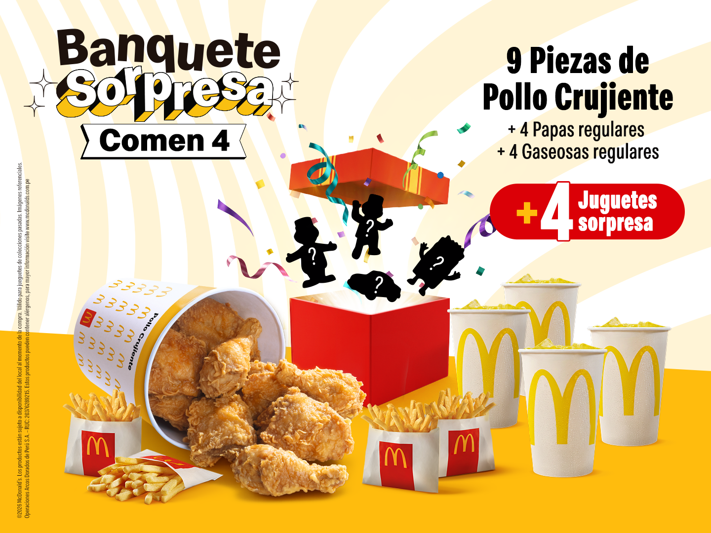 Banquete 9 piezas y 4 Juguetes Sorpresa