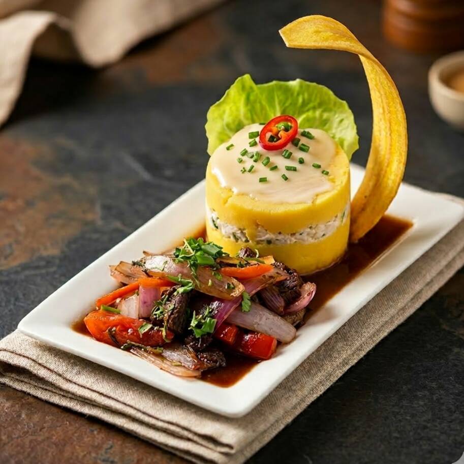 Causa con Lomito Saltado