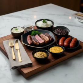 Sabor e suculência no ponto certo! 200g de alcatra assada na brasa. Acompanhada de arroz soltinho, feijão temperado, salada de maionese cremosa e farofa da casa. Uma refeição completa e irresistível! ️ peso aprox. 600grs