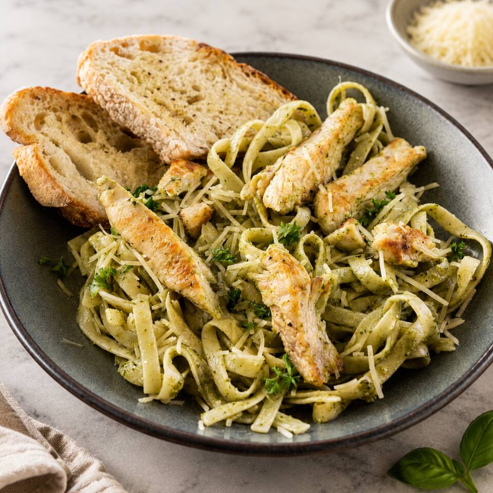Fettuccine Pesto de Albahaca