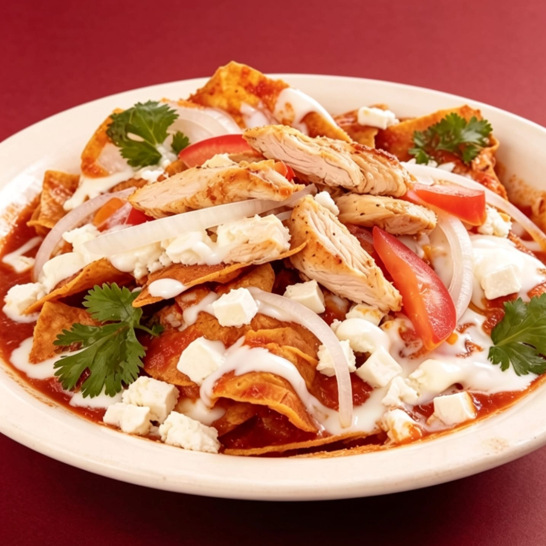 Chilaquiles ROJOS con POLLO
