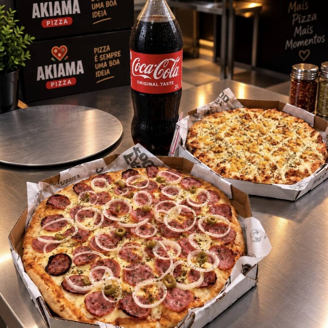 Pizzas grandes, com 8 fatias, preparadas com ingredientes selecionados, muçarela de qualidade, Catupiry Original nos sabores correspondentes e assadas na hora para garantir muito sabor e qualidade.