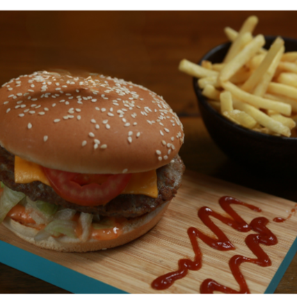 Big burguer + batata 180g + bebida
