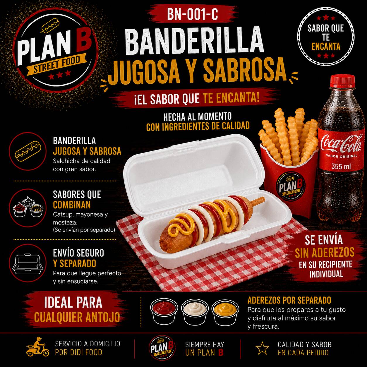 Banderilla con Papas y Coca Cola