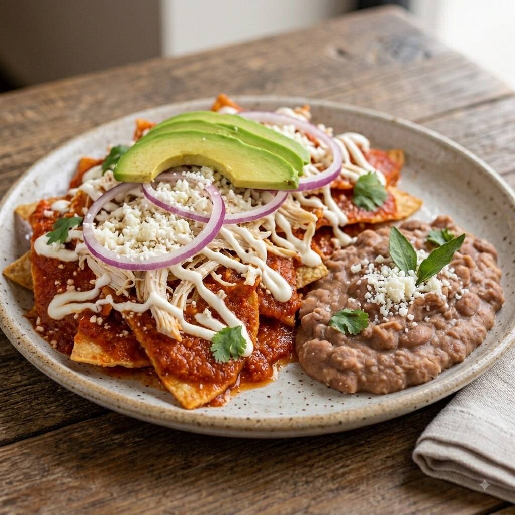 Chilaquiles Rojos con Pollo de La Frida 🍅