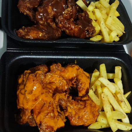 Alitas BBQ Picante x 6 con Papas