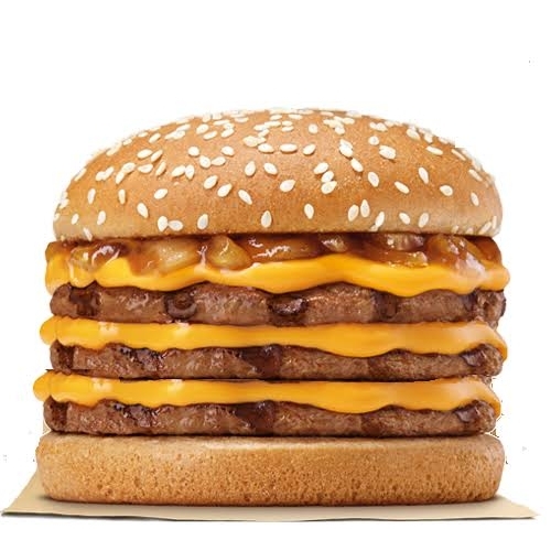 Pão, 3 carnes, cheddar, fatiado, cebola roxa e picles