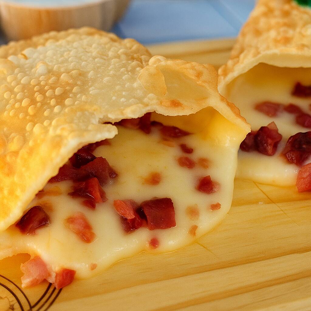 A massa crocante e sequinha que você já conhece, recheada com pedaços suculentos de Bacon defumado e o Queijo mussarela mais cremoso. Uma explosão de sabor a cada mordida!