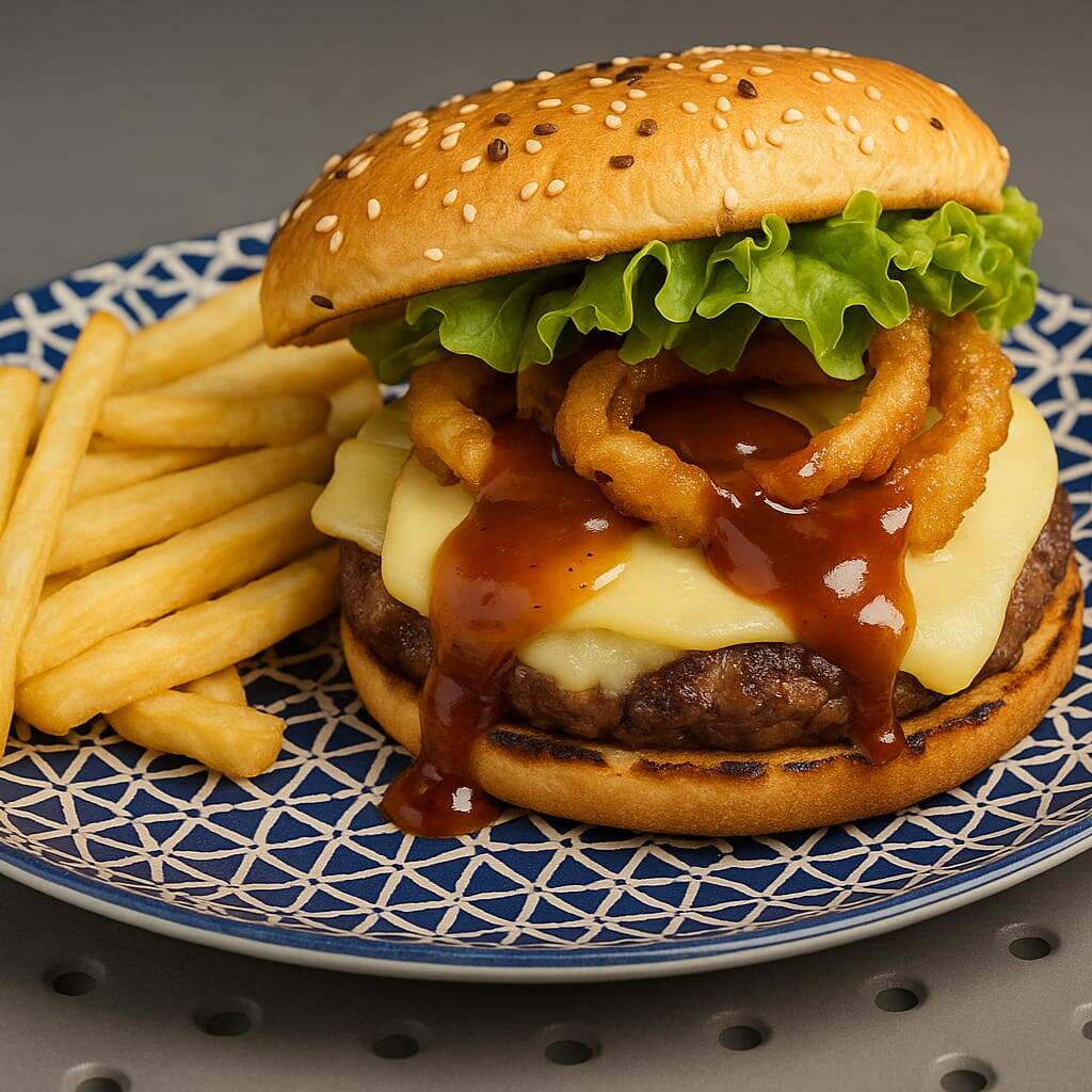 Hamburguesa BBQ con Papas a la Francesa