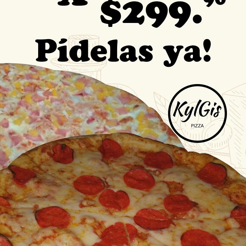 Promo 2 Pizzas Grandes Peppeorni o Hawaianas