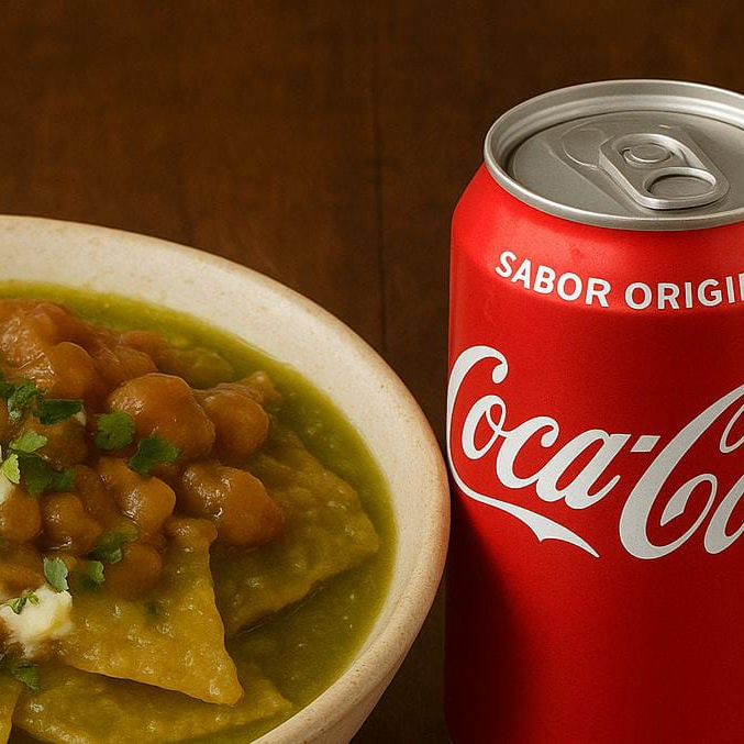 CHILAQUILES CON CHICHARRON Y COCA COLA