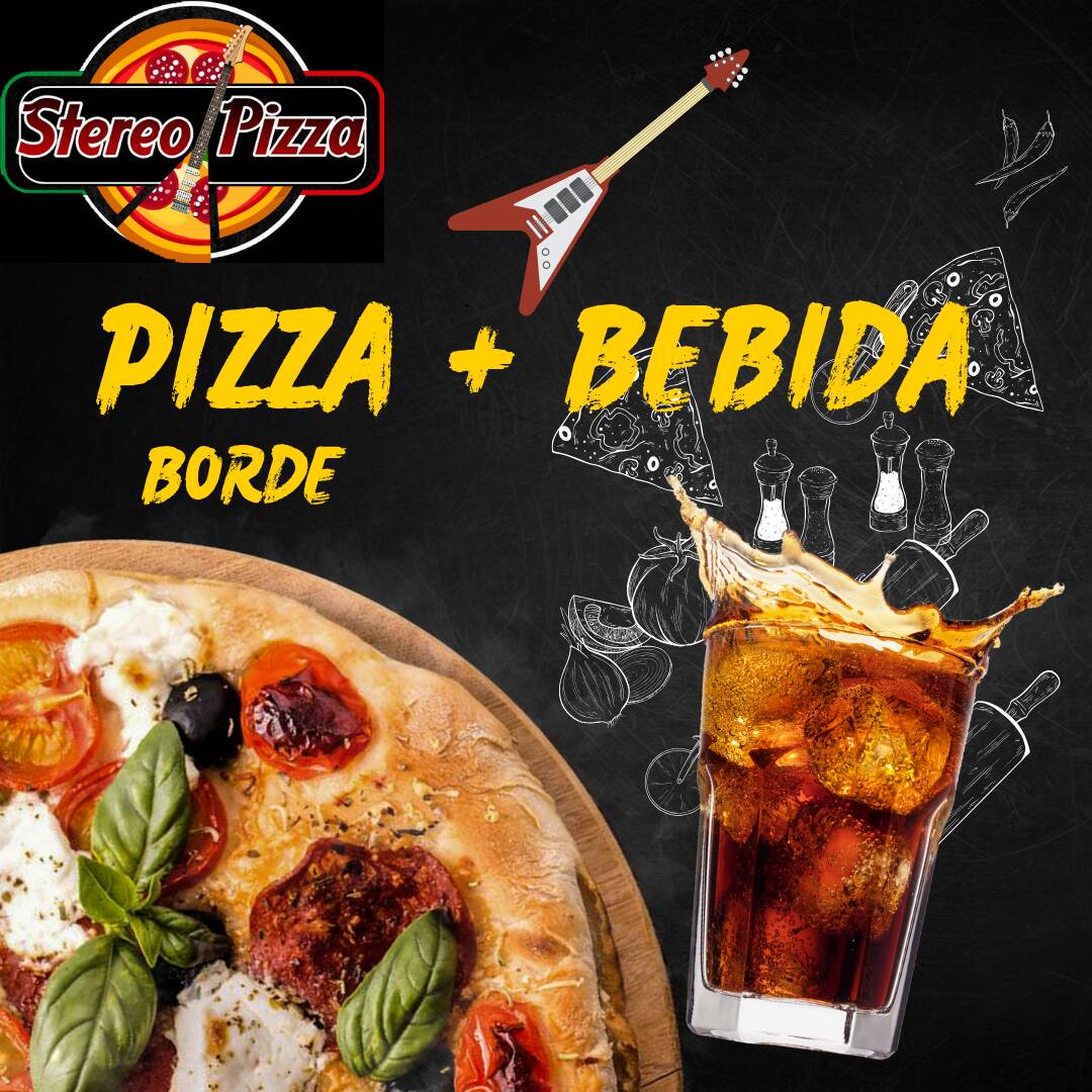 Combo Pizza 8 Porciones + Borde+Bebida 1.5