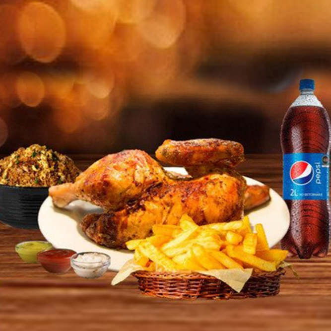 1/2 Pollo Porción de Arroz Chaufa PEPSI de 1 Lt