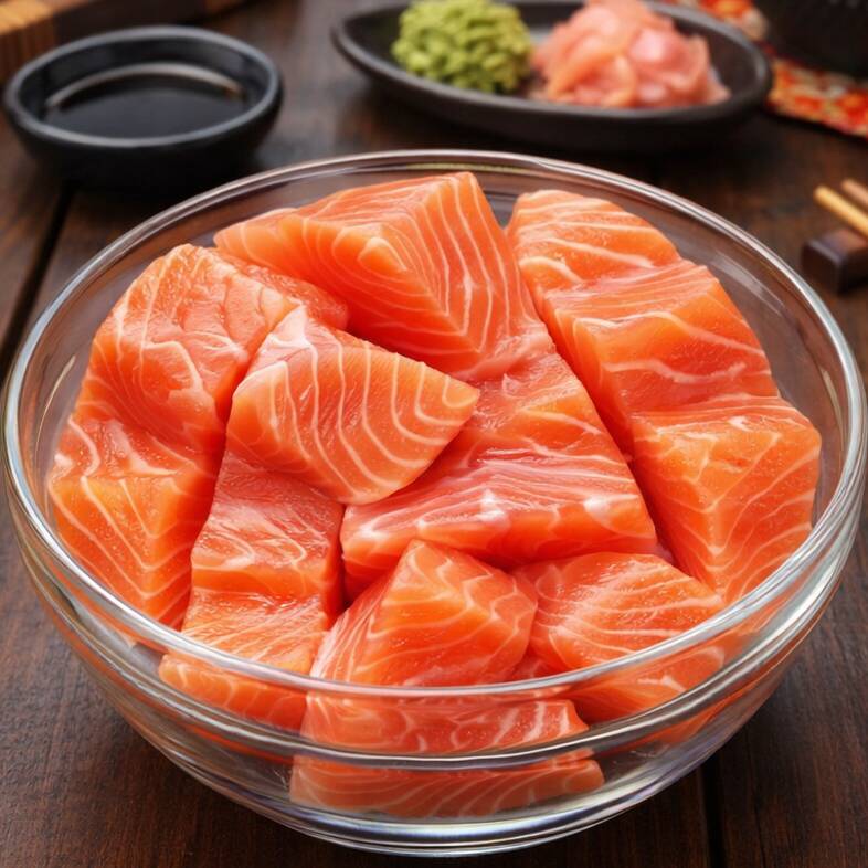 Poke SOMENTE com Salmão Fresco Finalizado com Mix de Gergelim. 350g de pura proteína.