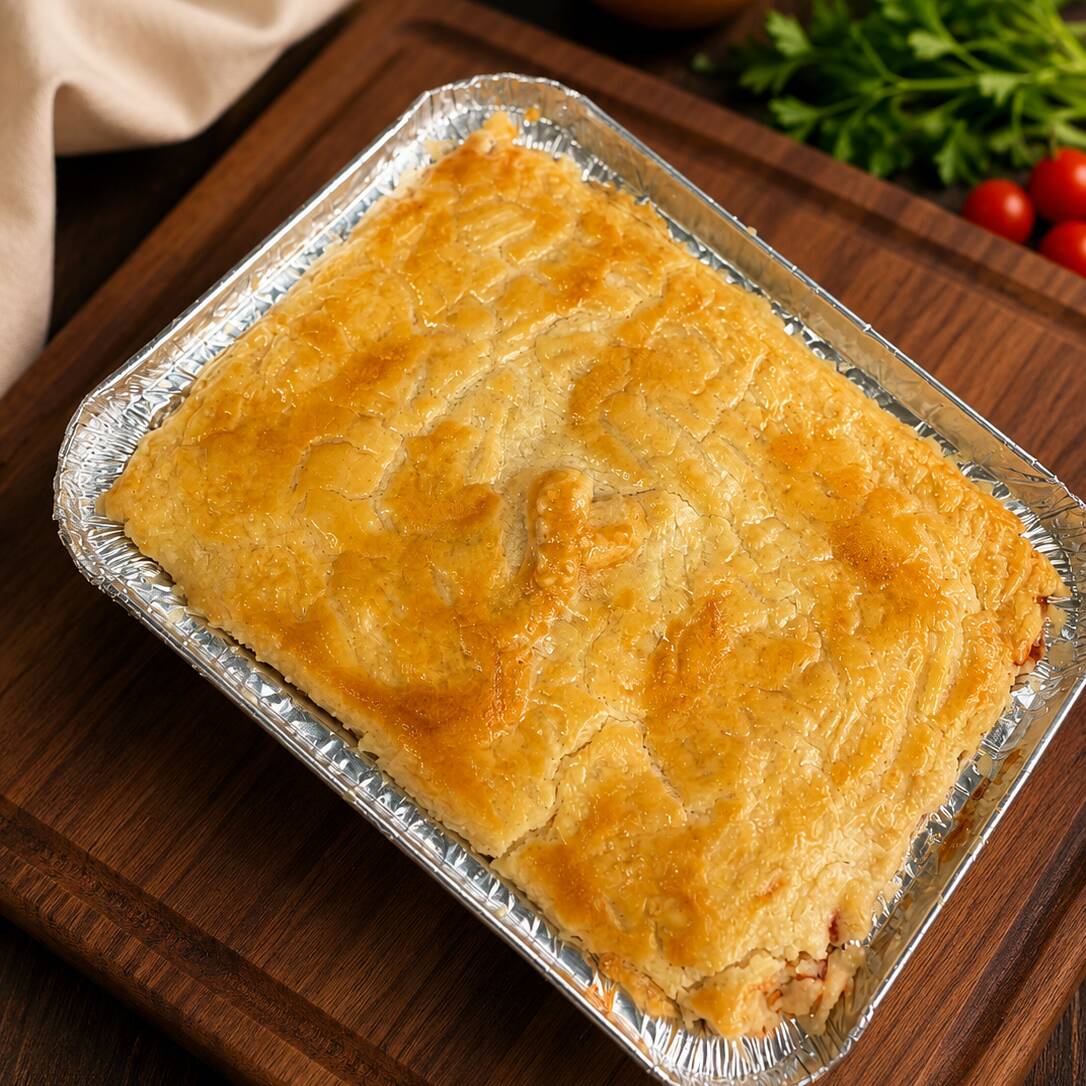 Empadão de Frango com Requeijão 🥧✨
Massa artesanal leve e amanteigada, recheada com frango desfiado temperado, requeijão cremoso e um toque especial de temperos caseiros. Assado até ficar dourado e crocante por fora, com um recheio irresistivelmente cremoso por dentro.
O verdadeiro sabor de comida feita com carinho em cada pedaço. Peça já o seu!
