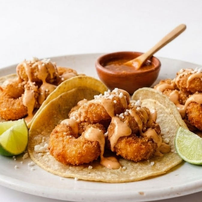 TACO DE CAMARON EMPANIZADO