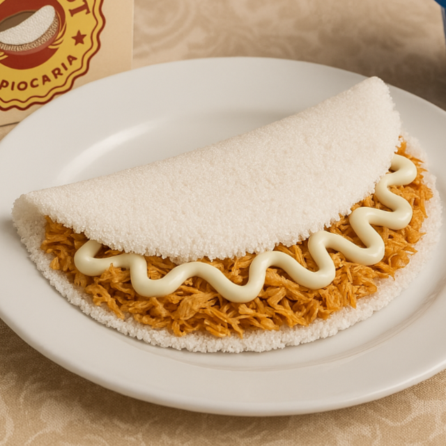 Massa artesanal, Frango desfiado e Creme de ricota. Tags: pizza, hambúrguer, xis, sushi, churrasco, massas, tapioca, açaí, lanches, comida japonesa, comida chinesa, comida árabe, comida caseira, comida saudável, comida vegetariana, comida vegana, comida light, comida rápida, almoço, jantar, lanche, festa, sem glúten, sem lactose, sem açúcar, low carb, keto, fitness, nutritivo, bebida, sobremesa