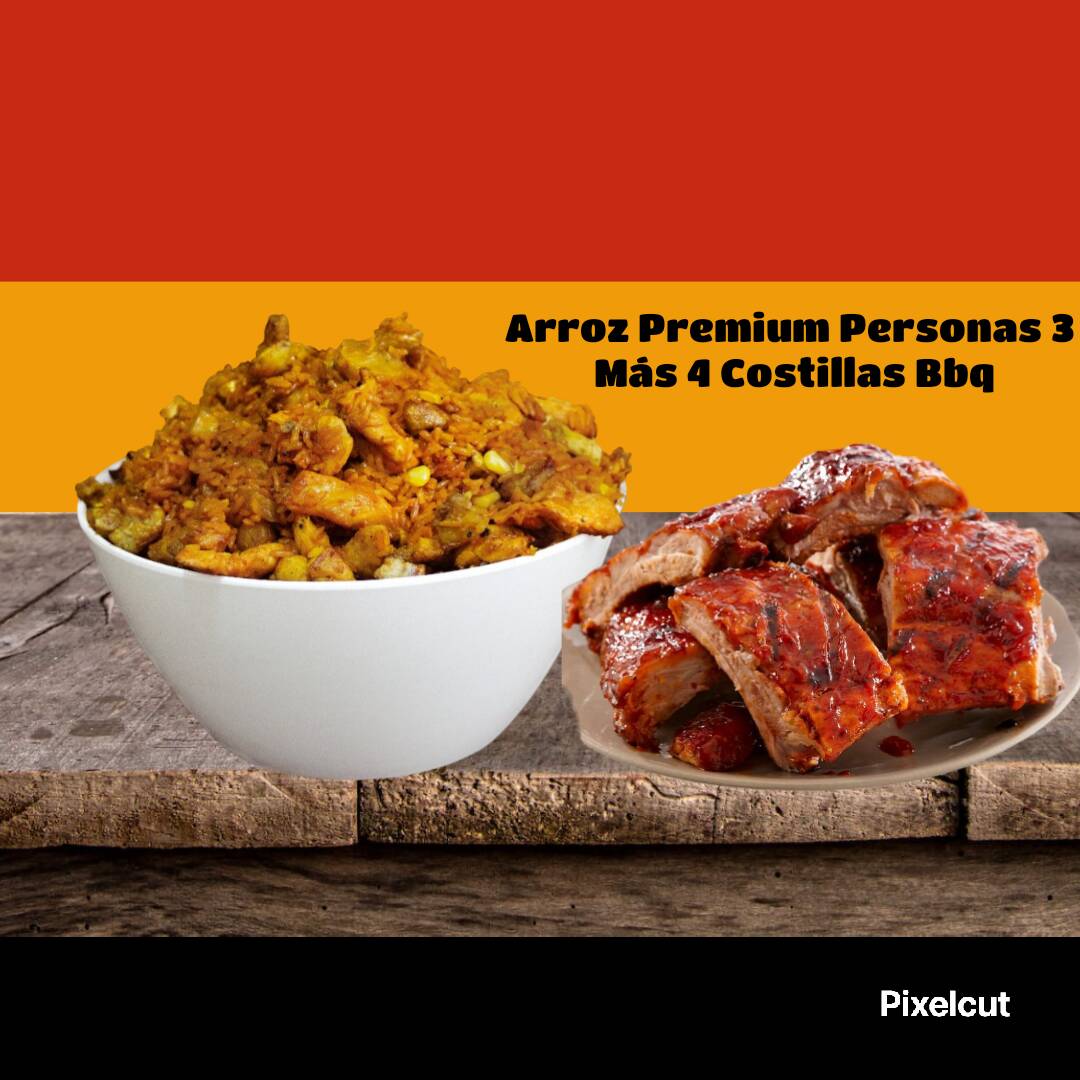 Arroz Premium 3 Personas Más 4 Costillas Bbq