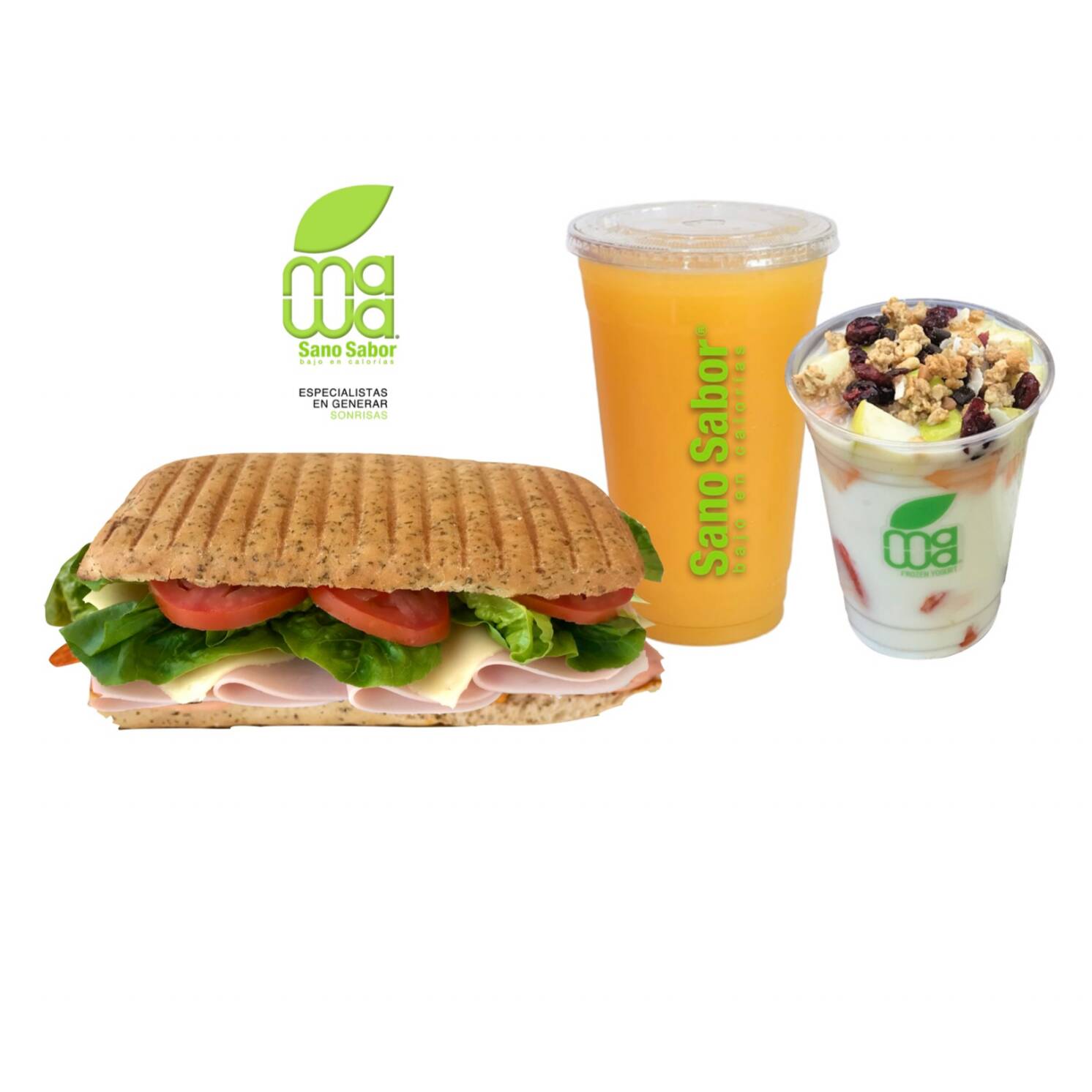 Panini, bebida y yogurt