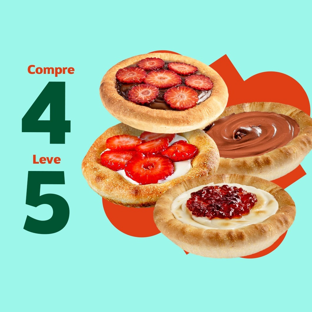 Doce Momento: Compre 4 esfihas doces e leve 5 no total! Uma oferta irresistível para quem adora esfihas doces e quer aproveitar ainda mais por um preço especial.