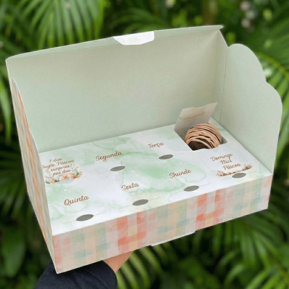 Contagem regressiva para a Páscoa com o Calendário do Advento! Contém 8 doces gourmets com tema de Páscoa.