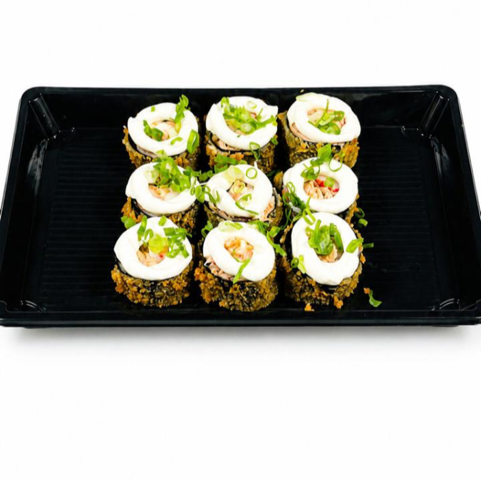 uma combinação irresistível de salmão fresco, kani e cream cheese, empanado e levemente crocante por fora, com recheio cremoso e sabor marcante por dentro. perfeito para quem busca uma experiência premium em cada mordida