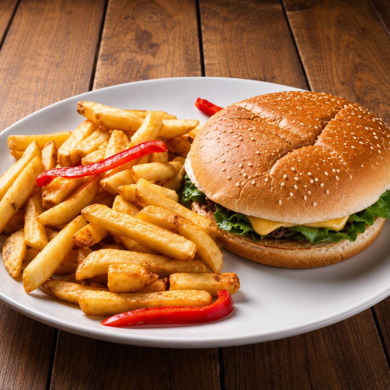 Hamburguesa Con Papas Fritas + Bebida