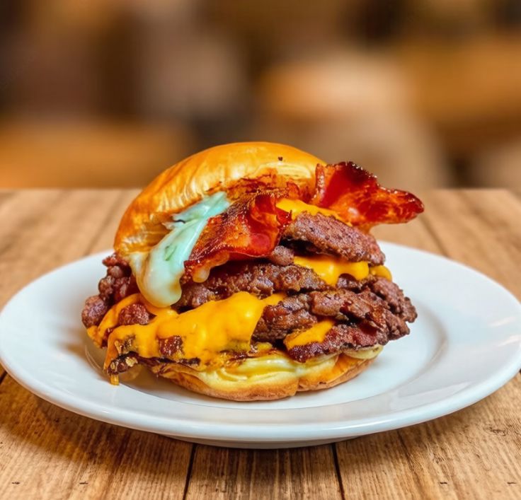 Pão, 3 smash burguers (80g), Cheddar, Bacon e Maionese da Casa