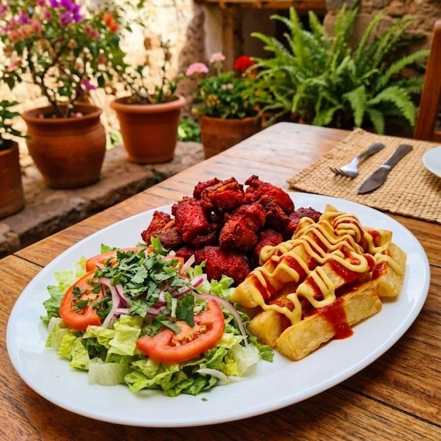 Chicharrónes, Ensalada, +1 Acompañamiento