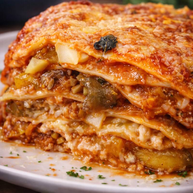 Massa fresca artesanal laranja, sugo al pomodoro San Marzano DOP, berinjela grelhada, mozzarela e Parmigiano DOP. (Para finalizar no forno)