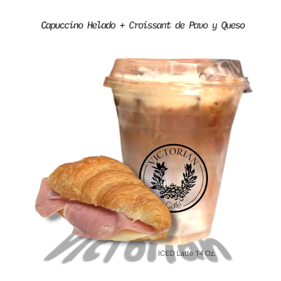 Combo Capuccino Helado + Croissant de Pavo y Queso