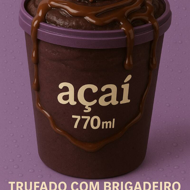 Delicioso Açai onde em volta colocamos brigadeiro além disso você pode adicionar seus acompanhamentos favoritos. OBS Imagem ilustrativa