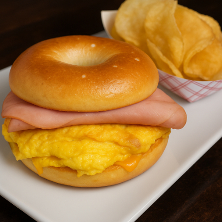 Bagel con Huevo y Jamón