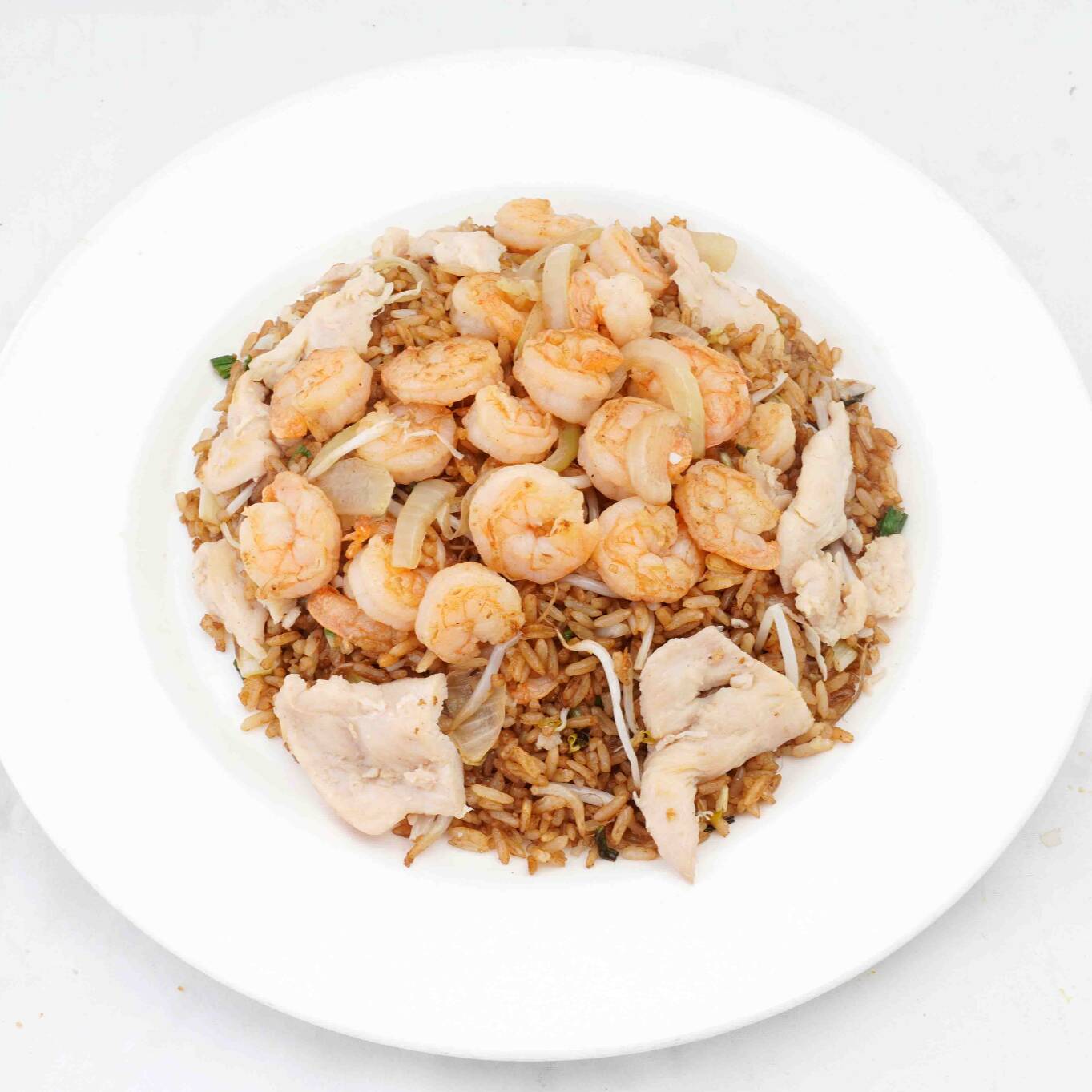 Arroz con pollo y camarones
