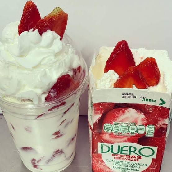 Fresas con Crema de Cajita