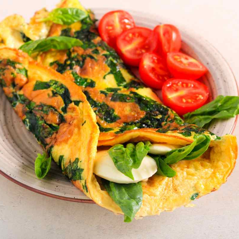 Omelette de Queso de Cabra con Espinacas