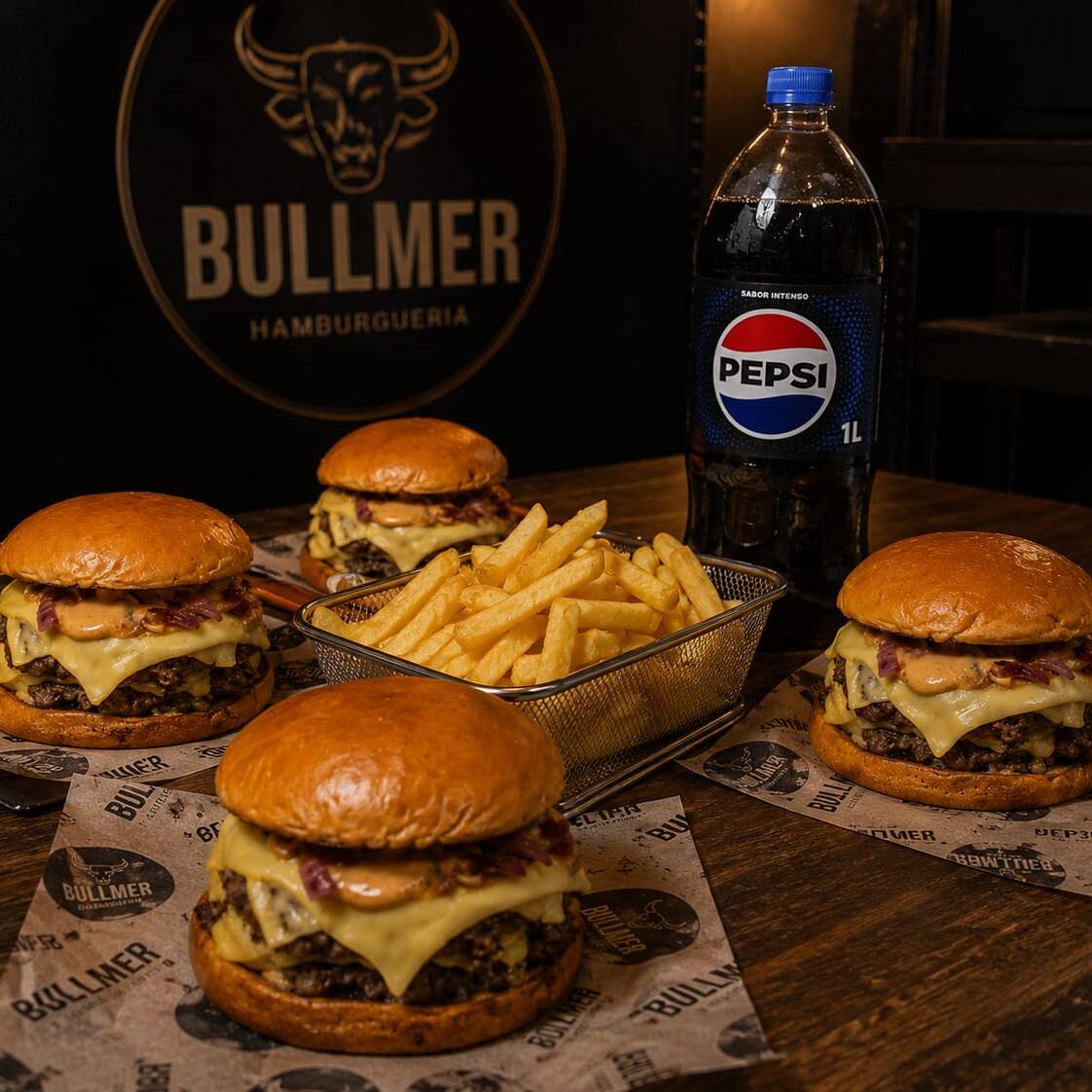 4 - bullmer smash duplo 1 - batata grande + 1 refrigerante de 1,5l