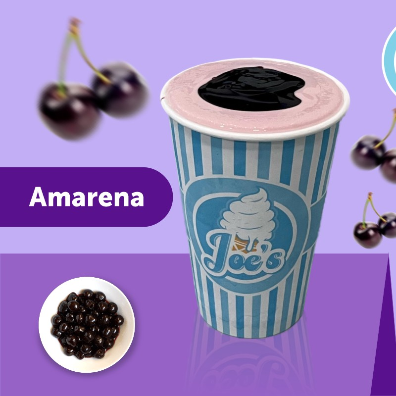 Amarena é um tipo de cereja silvestre italiana de cor vermelho escuro e sabor agridoce, com um toque mais ácido que a cereja comum.