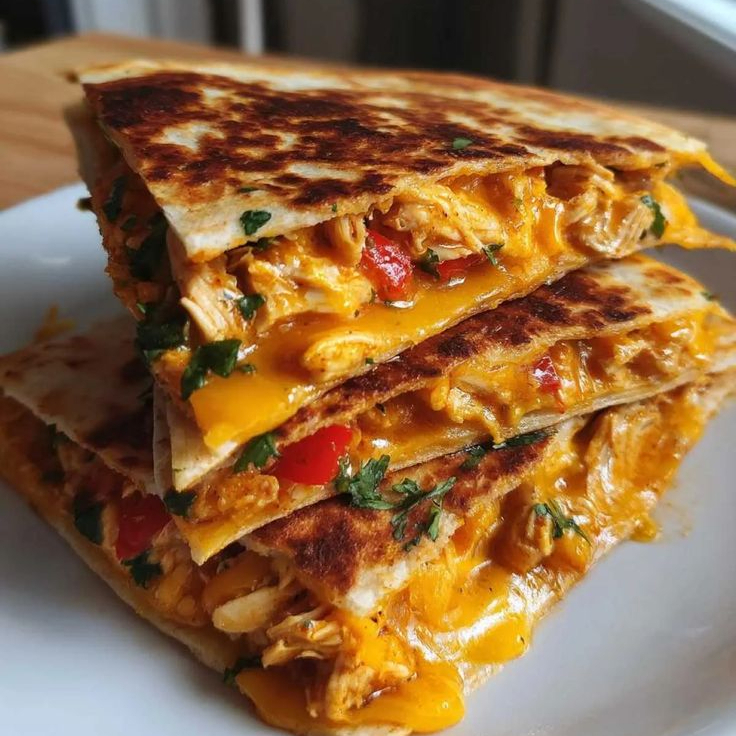 Uma explosão de queijos! Proteinas super temperadas na Tortilla de trigo fina e macia, tostada na chapa e Cortadas como fatias de pizza, acompanha cheddar defumado, cream cheese + salada de flakes de repolho fininho + molho especial defumado de alho.