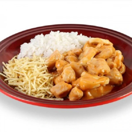 Marmita 350g Delicioso strogonoff de frango com champignon, acompanhado de arroz branco e um complemento de sua escolha. Perfeito para um almoço prático e cheio de sabor. (*) Não fazemos alterações!