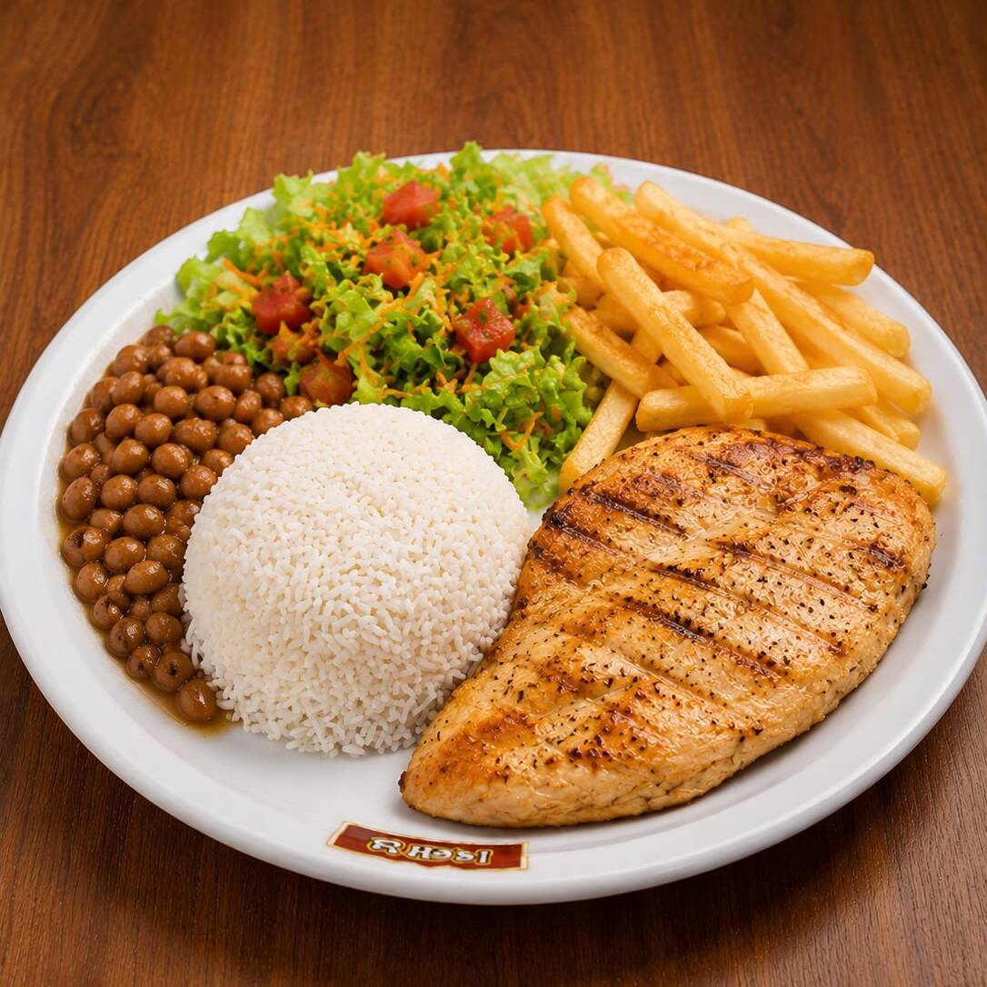 Filé de frango preparado do seu jeito! Escolha entre grelhado ou à milanesa e aproveite uma refeição completa com nossos acompanhamentos.