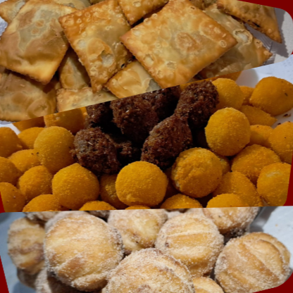 200 mini salgados + 100 churros + refrigerante 2l.